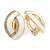 White Enamel Clear Crystal Oval Clip On Earrings In Gold Plaiting - 23mm L - view 8