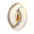 White Enamel Clear Crystal Oval Clip On Earrings In Gold Plaiting - 23mm L - view 6