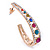 Multicoloured Crystal Half Hoop Earrings In Gold Plating - 43mm L - view 4
