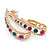 Multicoloured Crystal Half Hoop Earrings In Gold Plating - 43mm L - view 5