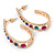 Multicoloured Crystal Half Hoop Earrings In Gold Plating - 43mm L - view 2