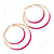 60mm Fuchsia Enamel Double Hoop Earrings In Gold Tone