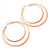 60mm Light Pink Enamel Double Hoop Earrings In Gold Tone