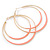 60mm Light Pink Enamel Double Hoop Earrings In Gold Tone - view 4