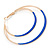 60mm Blue Enamel Double Hoop Earrings In Gold Tone - view 2