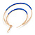 60mm Blue Enamel Double Hoop Earrings In Gold Tone - view 3