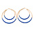 60mm Blue Enamel Double Hoop Earrings In Gold Tone - view 6