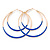 60mm Blue Enamel Double Hoop Earrings In Gold Tone - view 5