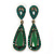 Emerald Green Swarovski Elements Crystal Teardrop Earrings In Antique Gold Metal - 50mm L