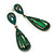 Emerald Green Swarovski Elements Crystal Teardrop Earrings In Antique Gold Metal - 50mm L - view 6