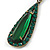 Emerald Green Swarovski Elements Crystal Teardrop Earrings In Antique Gold Metal - 50mm L - view 2