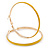 60mm Large Yellow Enamel Hoop Earrings In Gold Tone - view 2