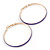 60mm Large Purple Enamel Hoop Earrings In Gold Tone - view 6