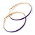 60mm Large Purple Enamel Hoop Earrings In Gold Tone - view 5