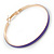 60mm Large Purple Enamel Hoop Earrings In Gold Tone - view 4