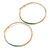 60mm Large Slim Teal Green Enamel Hoop Earrings In Gold Tone - view 6