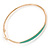 60mm Large Slim Teal Green Enamel Hoop Earrings In Gold Tone - view 4