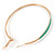 60mm Large Slim Teal Green Enamel Hoop Earrings In Gold Tone - view 3