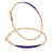 60mm Large Slim Purple Enamel Hoop Earrings In Gold Tone - view 2