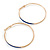 60mm Large Slim Blue Enamel Hoop Earrings In Gold Tone - view 6