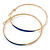 60mm Large Slim Blue Enamel Hoop Earrings In Gold Tone - view 5