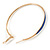 60mm Large Slim Blue Enamel Hoop Earrings In Gold Tone - view 4