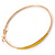 60mm Large Slim Yellow Enamel Hoop Earrings In Gold Tone - view 3