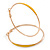 60mm Large Slim Yellow Enamel Hoop Earrings In Gold Tone - view 2