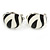 C Shape Black/ Whtie Enamel Clip On Earrings In Silver Tone - 20mm L - view 7