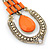 Vintage Inspired Orange/ Cream Acrylic Bead Chandelier Earrings In Antique Gold Tone Metal - 80mm L - view 2