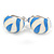 C Shape Light Cream/ Light Blue Enamel Clip On Earrings In Silver Tone - 20mm L - view 5