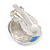 C Shape Light Cream/ Light Blue Enamel Clip On Earrings In Silver Tone - 20mm L - view 2