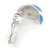C Shape Light Cream/ Light Blue Enamel Clip On Earrings In Silver Tone - 20mm L - view 7