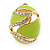 Oval Lime Green Enamel, Clear Crystal Clip On Earrings In Gold Plating - 20mm L - view 2