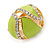 Oval Lime Green Enamel, Clear Crystal Clip On Earrings In Gold Plating - 20mm L - view 7