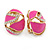 Oval Magenta Pink Enamel, Clear Crystal Clip On Earrings In Gold Plating - 20mm L - view 8