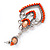 Orange Acrylic Bead, Clear Crystal Chandelier Earrings In Silver Tone - 60mm L - view 8