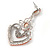 Orange Acrylic Bead, Clear Crystal Chandelier Earrings In Silver Tone - 60mm L - view 4
