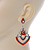 Orange Acrylic Bead, Clear Crystal Chandelier Earrings In Silver Tone - 60mm L - view 6