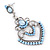 Light Blue Acrylic Bead, Clear Crystal Chandelier Earrings In Silver Tone - 60mm L - view 5
