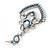 Light Blue Acrylic Bead, Clear Crystal Chandelier Earrings In Silver Tone - 60mm L - view 7