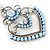 Light Blue Acrylic Bead, Clear Crystal Chandelier Earrings In Silver Tone - 60mm L - view 3