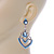 Light Blue Acrylic Bead, Clear Crystal Chandelier Earrings In Silver Tone - 60mm L - view 2