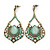 Vintage Inspired Light Green Acrylic Bead, Clear Crystal Chandelier Earrings In Gold Tone - 80mm L - view 5