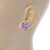 Gold Tone Light Purple Acrylic, Clear Crystal Floral Stud Earrings - 16mm - view 6