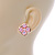 Gold Tone Pink Acrylic, Clear Crystal Floral Stud Earrings - 16mm - view 6