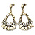 Cream Acrylic Bead, Clear Crystal Chandelier Earrings In Gold Tone - 75mm L - view 6