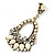 Cream Acrylic Bead, Clear Crystal Chandelier Earrings In Gold Tone - 75mm L - view 7