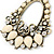 Cream Acrylic Bead, Clear Crystal Chandelier Earrings In Gold Tone - 75mm L - view 3