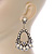 Cream Acrylic Bead, Clear Crystal Chandelier Earrings In Gold Tone - 75mm L - view 8